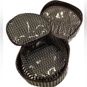 HENRI BENDEL Nesting Set Hatbox Train Case and Cosmetic Bag Iconic Stripes | GUC